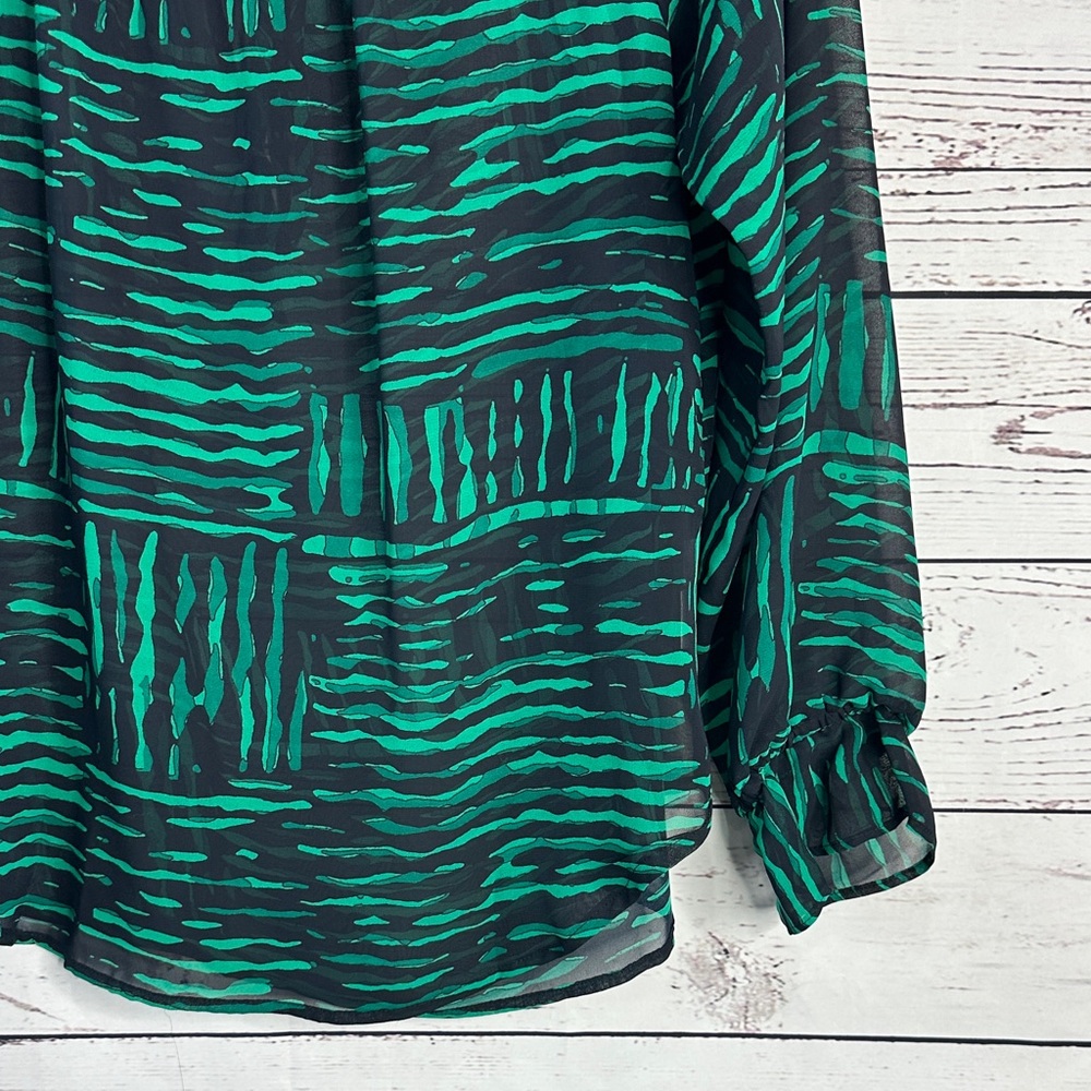 Loft Green And Black Patterned Blouse - image 7